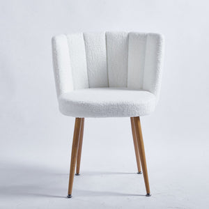English Elm Modern Faux Fur Dining Chairs Set of 2 with Wood Grain Iron Legs for Home or Cafe W23461121