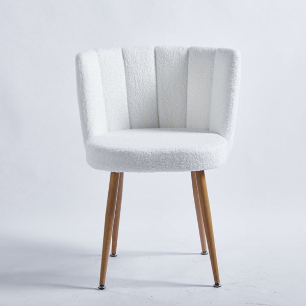 English Elm Modern Faux Fur Dining Chairs Set of 2 with Wood Grain Iron Legs for Home or Cafe W23461121