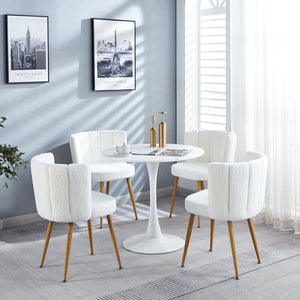 English Elm 1+4,5Pieces Modern White Dining Set - Compact 5-Piece Kitchen Table & Upholstered Chairs For Small Spaces W234S00053