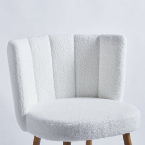 English Elm Modern Faux Fur Dining Chairs Set of 2 with Wood Grain Iron Legs for Home or Cafe W23461121