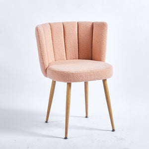 English Elm Modern Faux Fur Dining Chairs Set of 2 with Wood Grain Iron Legs for Home or Cafe W23461124