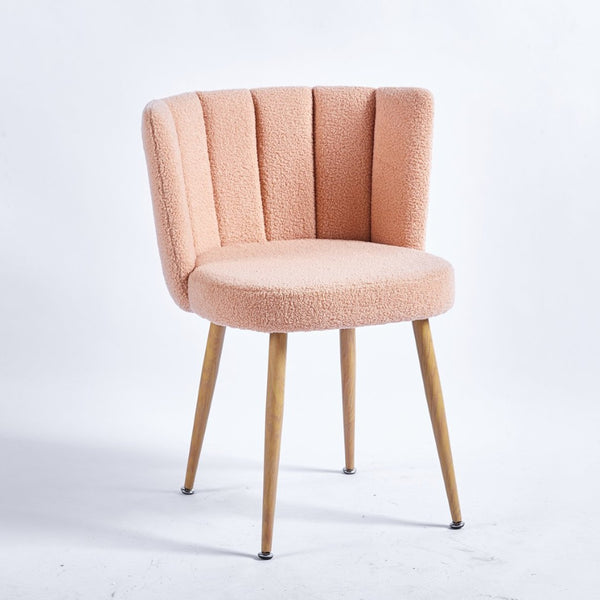 English Elm Modern Faux Fur Dining Chairs Set of 2 with Wood Grain Iron Legs for Home or Cafe W23461124