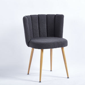 English Elm Modern Faux Fur Dining Chairs Set of 2 with Wood Grain Iron Legs for Home or Cafe W23461122