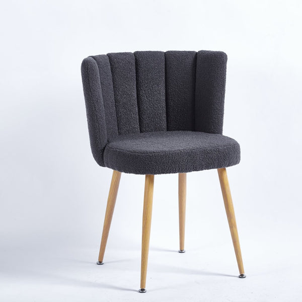 English Elm Modern Faux Fur Dining Chairs Set of 2 with Wood Grain Iron Legs for Home or Cafe W23461122