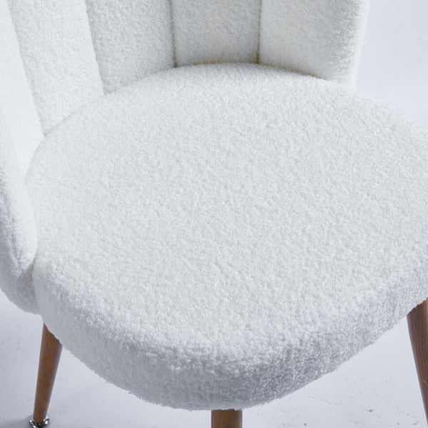 English Elm Modern Faux Fur Dining Chairs Set of 2 with Wood Grain Iron Legs for Home or Cafe W23461121