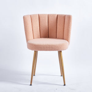 English Elm Modern Faux Fur Dining Chairs Set of 2 with Wood Grain Iron Legs for Home or Cafe W23461124
