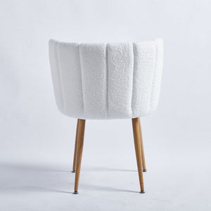 English Elm Modern Faux Fur Dining Chairs Set of 2 with Wood Grain Iron Legs for Home or Cafe W23461121