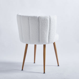 English Elm Modern Faux Fur Dining Chairs Set of 2 with Wood Grain Iron Legs for Home or Cafe W23461121
