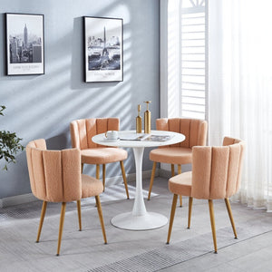 English Elm Modern Faux Fur Dining Chairs Set of 2 with Wood Grain Iron Legs for Home or Cafe W23461124