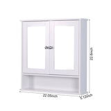 Hearth and Haven Wall Mounted Bathroom Cabinet with 2 Mirror Doors and Adjustable Shelf W40947979