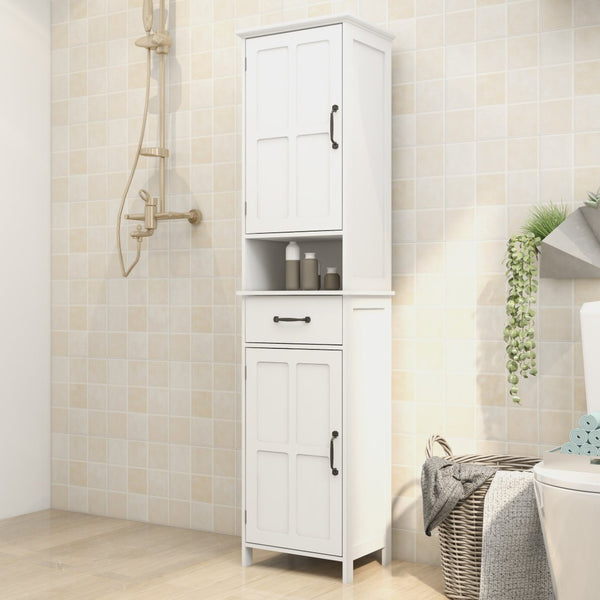 English Elm Double Door Slim Floor Cabinet Carved Detail Mdf Build for Bathroom or Entryway W28263146