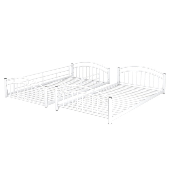 English Elm Twin Over Kids House Bunk Bed with Slide Powder Coated Metal Frame White MF313919AAK