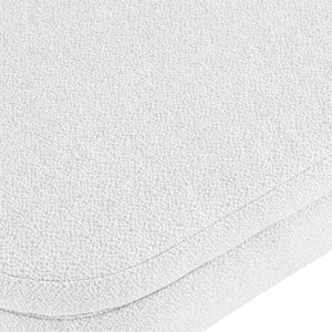 English Elm Ottoman Oval Pleated Linen Storage Bench with Rubberwood Legs for Bedroom Entryway W48764885