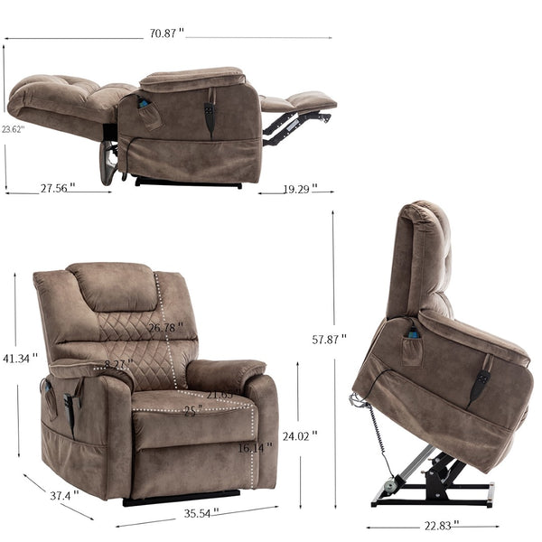 English Elm Lounge Power Lift Recliner Faux Leather Chair with 180 Degree Flat Sleeping Position W547S00025