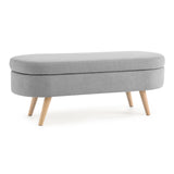 Hearth and Haven Ottoman Oval Storage Bench, Rubber Wood Legs(43.5"X16"X16") W48764884