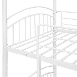 English Elm Twin Over Kids House Bunk Bed with Slide Powder Coated Metal Frame White MF313919AAK