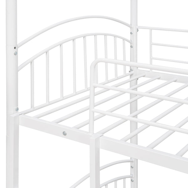 English Elm Twin Over Kids House Bunk Bed with Slide Powder Coated Metal Frame White MF313919AAK