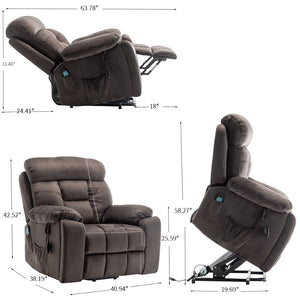 English Elm Recliners Power Lift Chair for Elderly with Massage Heat and Wide Plush Seating W547S00026