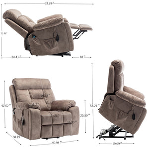 English Elm Recliners Power Lift Chair with Massage Heat Wide Seat Support for Living Room W547S00028