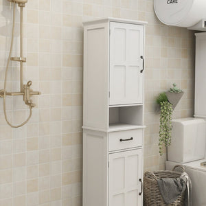 English Elm Double Door Slim Floor Cabinet Carved Detail Mdf Build for Bathroom or Entryway W28263146