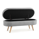 Hearth and Haven Ottoman Oval Storage Bench, Rubber Wood Legs(43.5"X16"X16") W48764884