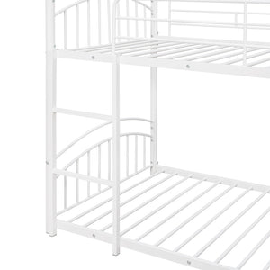 English Elm Twin Over Kids House Bunk Bed with Slide Powder Coated Metal Frame White MF313919AAK
