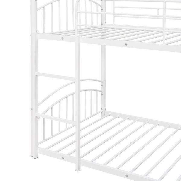 English Elm Twin Over Kids House Bunk Bed with Slide Powder Coated Metal Frame White MF313919AAK