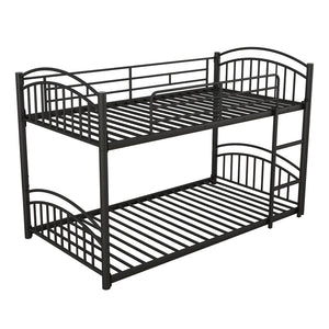 English Elm Twin Over Kids House Bunk Bed with Slide Powder Coated Metal Frame Black MF313919AAB
