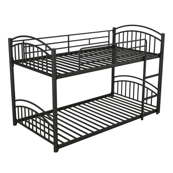 English Elm Twin Over Kids House Bunk Bed with Slide Powder Coated Metal Frame Black MF313919AAB