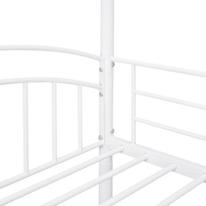 English Elm Twin Over Kids House Bunk Bed with Slide Powder Coated Metal Frame White MF313919AAK