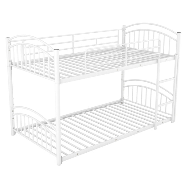 English Elm Twin Over Kids House Bunk Bed with Slide Powder Coated Metal Frame White MF313919AAK