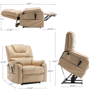 English Elm Lounge Power Lift Recliner Faux Leather Chair with 180 Degree Flat Silent Motor W547S00023