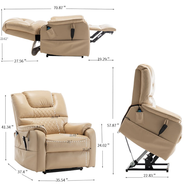 English Elm Lounge Power Lift Recliner Faux Leather Chair with 180 Degree Flat Silent Motor W547S00023
