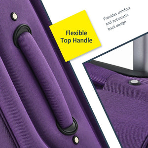 English Elm Softside Expandable Spinner Luggage 3 Piece Set with Tsa Lock and 360 Wheels Purple PP283608AAI