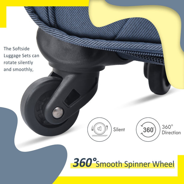 English Elm Softside Expandable Spinner Luggage 3 Piece Set with Tsa Lock and 360 Wheels Dark Blue PP283608AAM