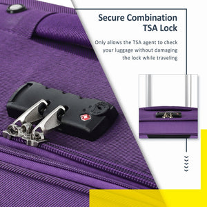 English Elm Softside Expandable Spinner Luggage 3 Piece Set with Tsa Lock and 360 Wheels Purple PP283608AAI