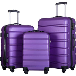 English Elm 3 Piece Abs Hardshell Spinner Luggage Set with Tsa Lock Expandable Travel Suitcases Purple PP191030AAI