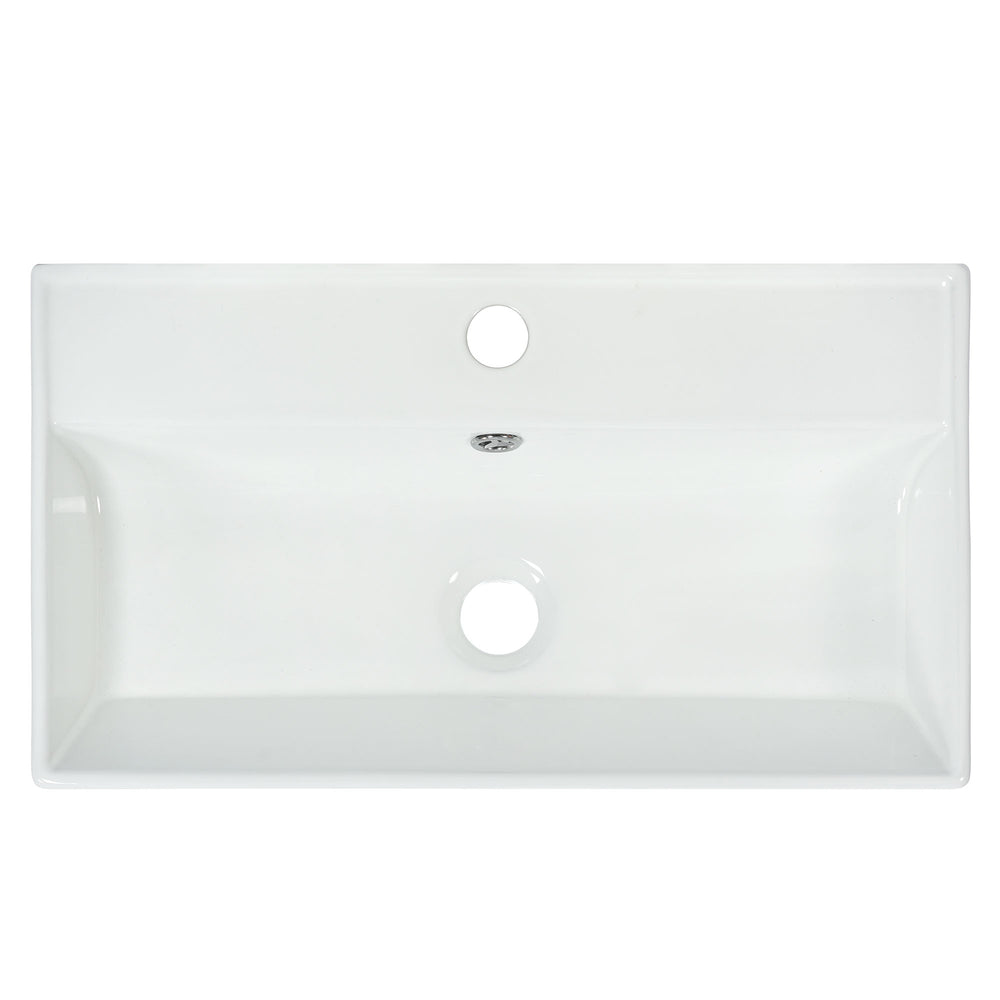 English Elm 21.6" White Ceramic Bathroom Vanity Sink — Compact 25.2x16.5x9.45 in, stain & heat resistant, eco-friendly elegance WF297780AAA