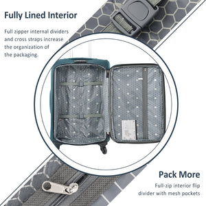 English Elm Softside Expandable Spinner Luggage 3 Piece Set with Tsa Lock and 360 Wheels Green PP283608AAF