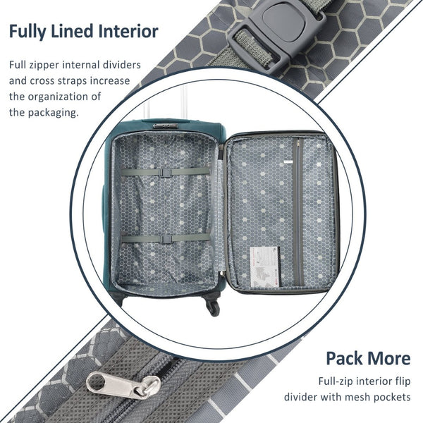 English Elm Softside Expandable Spinner Luggage 3 Piece Set with Tsa Lock and 360 Wheels Green PP283608AAF