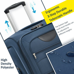 English Elm Softside Expandable Spinner Luggage 3 Piece Set with Tsa Lock and 360 Wheels Dark Blue PP283608AAM