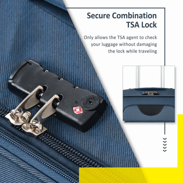 English Elm Softside Expandable Spinner Luggage 3 Piece Set with Tsa Lock and 360 Wheels Dark Blue PP283608AAM