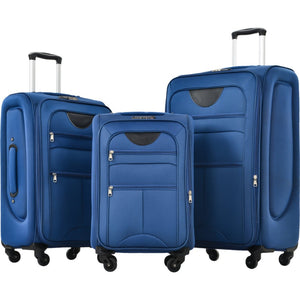 English Elm Softside Expandable Spinner Luggage 3 Piece Set with Tsa Lock and 360 Wheels Blue PP283608AAC