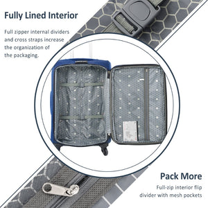 English Elm Softside Expandable Spinner Luggage 3 Piece Set with Tsa Lock and 360 Wheels Blue PP283608AAC