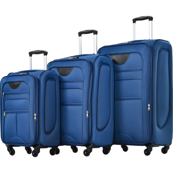 English Elm Softside Expandable Spinner Luggage 3 Piece Set with Tsa Lock and 360 Wheels Blue PP283608AAC