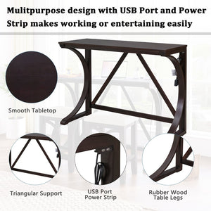 English Elm Topmax Farmhouse Counter Dining Set with Built-in Usb Charging and Upholstered Stools Espresso N717P352068P
