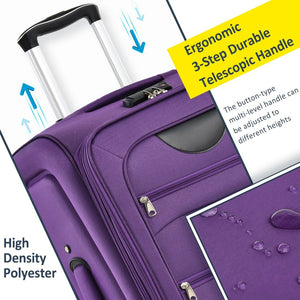 English Elm Softside Expandable Spinner Luggage 3 Piece Set with Tsa Lock and 360 Wheels Purple PP283608AAI