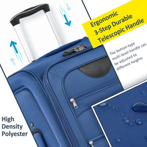English Elm Softside Expandable Spinner Luggage 3 Piece Set with Tsa Lock and 360 Wheels Blue PP283608AAC
