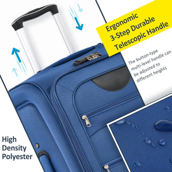 English Elm Softside Expandable Spinner Luggage 3 Piece Set with Tsa Lock and 360 Wheels Blue PP283608AAC