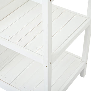 English Elm TOPMAX 66" Wooden Potting Bench with 36" Counter Height, 2 Drawers, Cabinet & Spacious Workstation White WF300211AAK